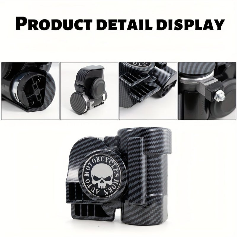 1pc Unique Integrated Electric Air Pump Horn Dual Tone Sound 12V Easy To Install For Car Motorcycle Off Road Vehicle Suv Rv Agricultural Vehicle - Image 5