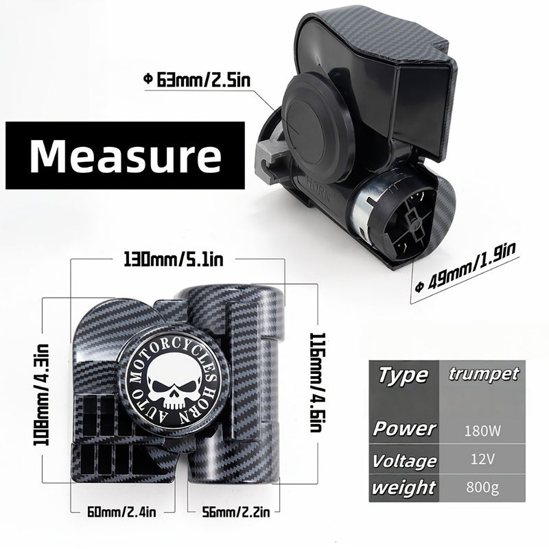 1pc Unique Integrated Electric Air Pump Horn Dual Tone Sound 12V Easy To Install For Car Motorcycle Off Road Vehicle Suv Rv Agricultural Vehicle - Image 2