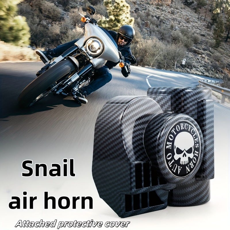 1pc Unique Integrated Electric Air Pump Horn Dual Tone Sound 12V Easy To Install For Car Motorcycle Off Road Vehicle Suv Rv Agricultural Vehicle - Image 1