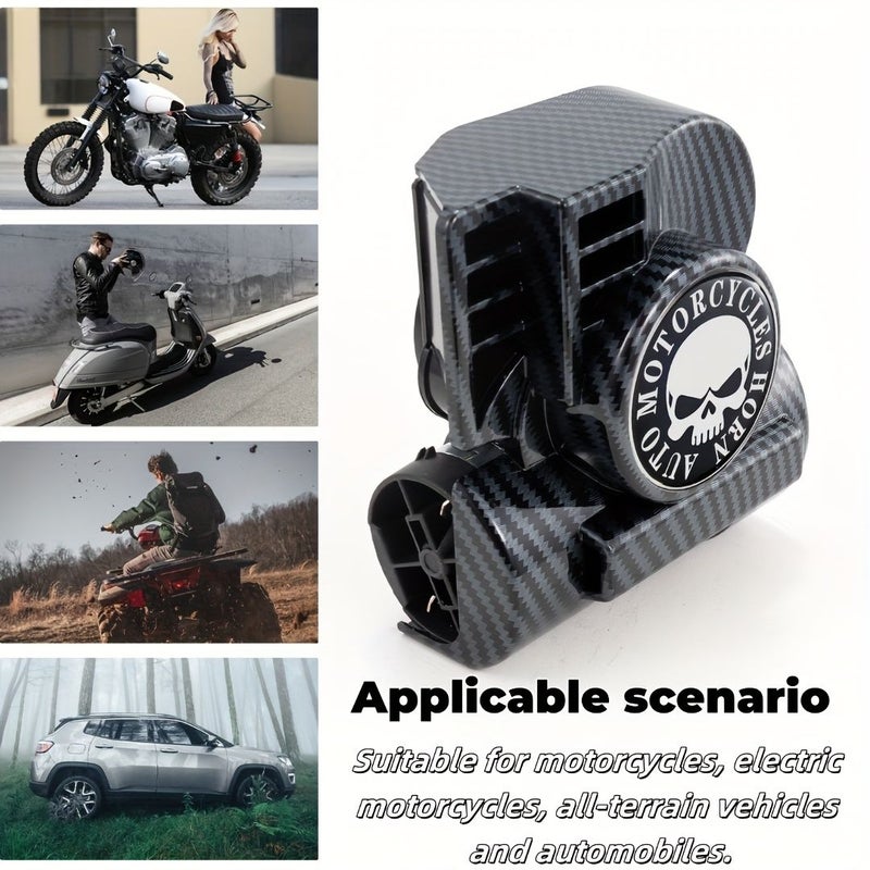 1pc Unique Integrated Electric Air Pump Horn Dual Tone Sound 12V Easy To Install For Car Motorcycle Off Road Vehicle Suv Rv Agricultural Vehicle - Image 3
