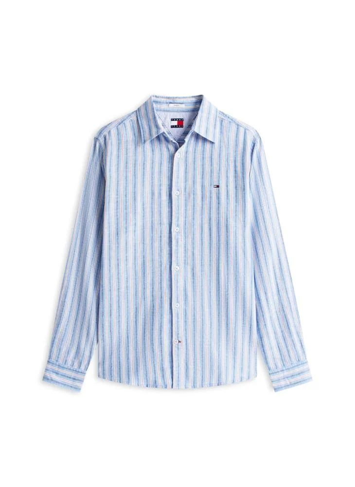 TOMMY JEANS  Regular Fit Stripe Linen Blend Shirt for Men | Best Price UAE