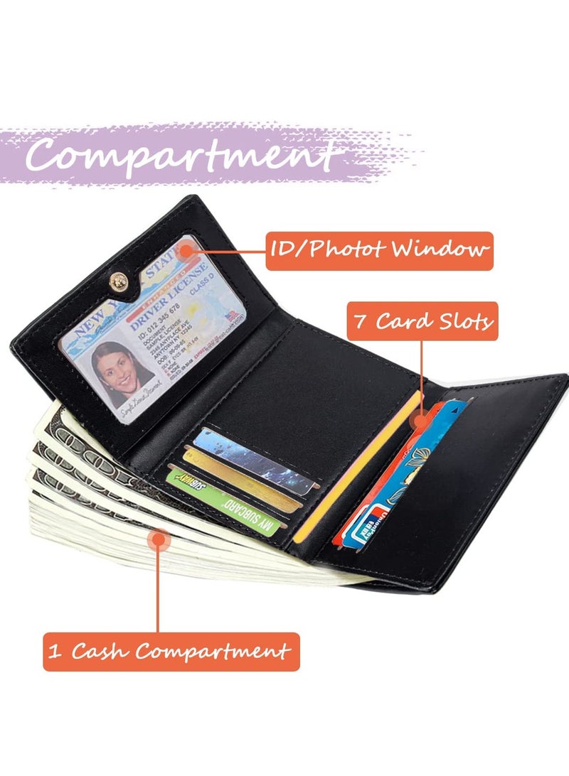 إكسفور محفظة صغيرة، محفظة كرتونية لطيفة للفتيات، محفظة ثلاثية الطي، محفظة نحيفة للعملات المعدنية، جيب للنقود، نافذة لبطاقة الهوية، محفظة نحيفة من الجلد الصناعي، حاملات بطاقات ائتمان للنساء والفتيات (دب الرعاية) - Image 2