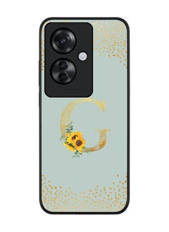 Stylizedd Rugged Black edge case for Oppo Reno11 F / Oppo F25 Pro 5G,Slim fit Soft Cover Custom Monogram Initial Letter Floral Pattern Alphabet - G (Light Grey)  - Image 1