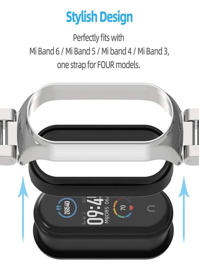 MIJOBS Strap for Xiaomi Mi Band 6 Mi Band 5, Metal Strap Compatible with Mi Band 4 Mi Band 3 Replacement Wristband Stainless Steel Watch Band for Men Women - Image 3