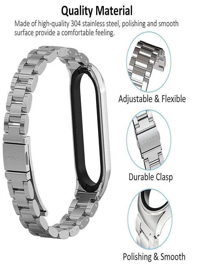MIJOBS Strap for Xiaomi Mi Band 6 Mi Band 5, Metal Strap Compatible with Mi Band 4 Mi Band 3 Replacement Wristband Stainless Steel Watch Band for Men Women - Image 4
