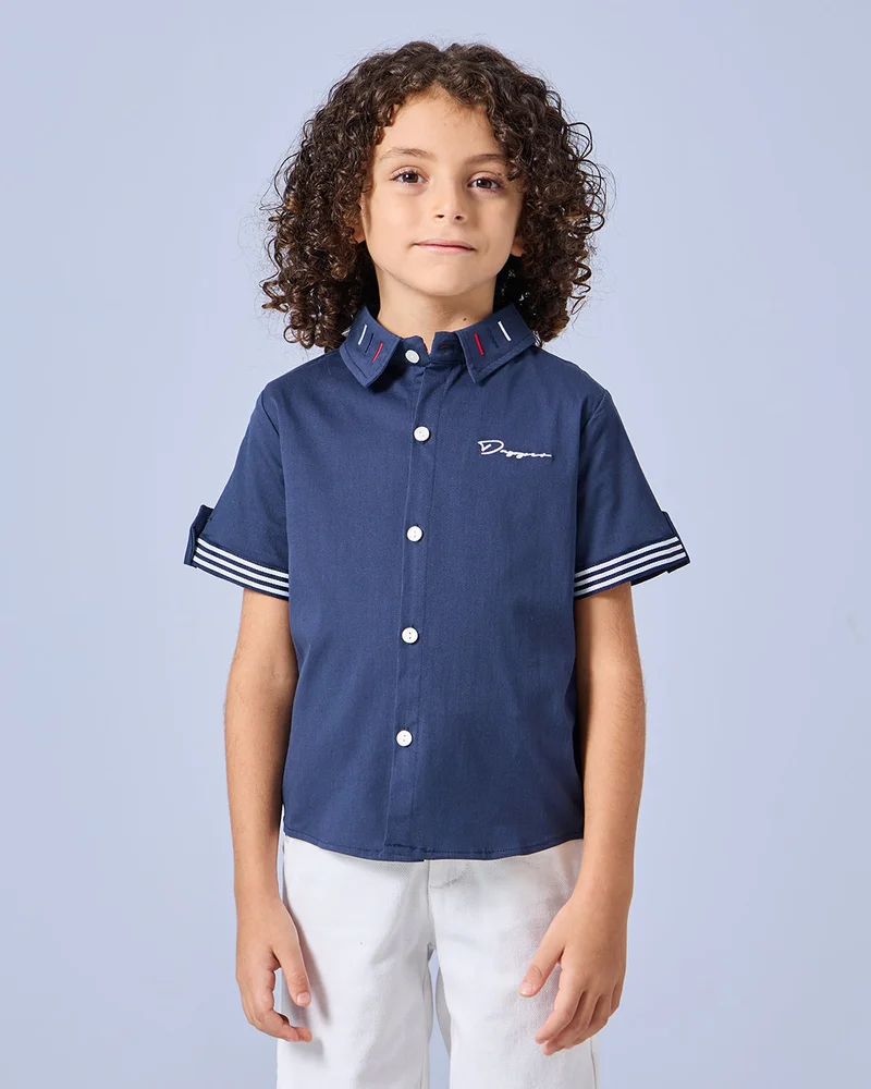 ردتاغ Boys Navy Collared Casual Shirt