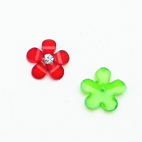 Dandan DIY 80pcs 10mm(0.4'') Mini Resin Flowers with Shiny Rhinestone Flatback Resin Buttons Resin Flatback Craft Flowers Phonecover Cards Craft Scrapbooking - Image 5