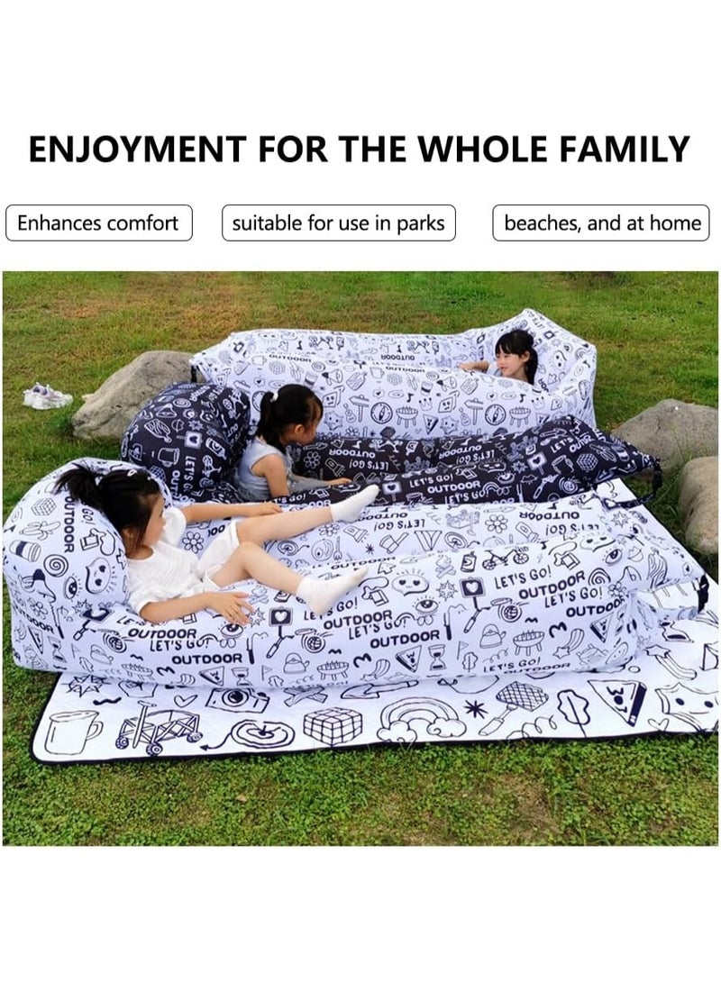 Meetion 1pc Outdoor Portable Lazy Air Sofa,Inflatable Couch Air Lounger Chair,Camping & Beach Accessories, Portable Blow up Sofa for Hiking, Lawn, Indoor/Outdoor Movies & Music Festivals（White) - Image 4