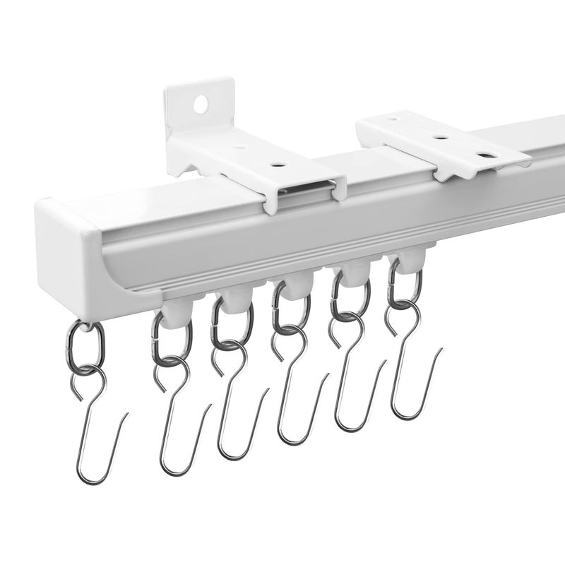 MaKefeile Ceiling Curtain Tracks 9FT,Curtain Track Wall Mount,Ceiling Mounted Sliding Door Curtains Rails Outdoor Extra Long Curtains Rod Room Divider Track for Living Bedroom with Hooks,White - Image 1