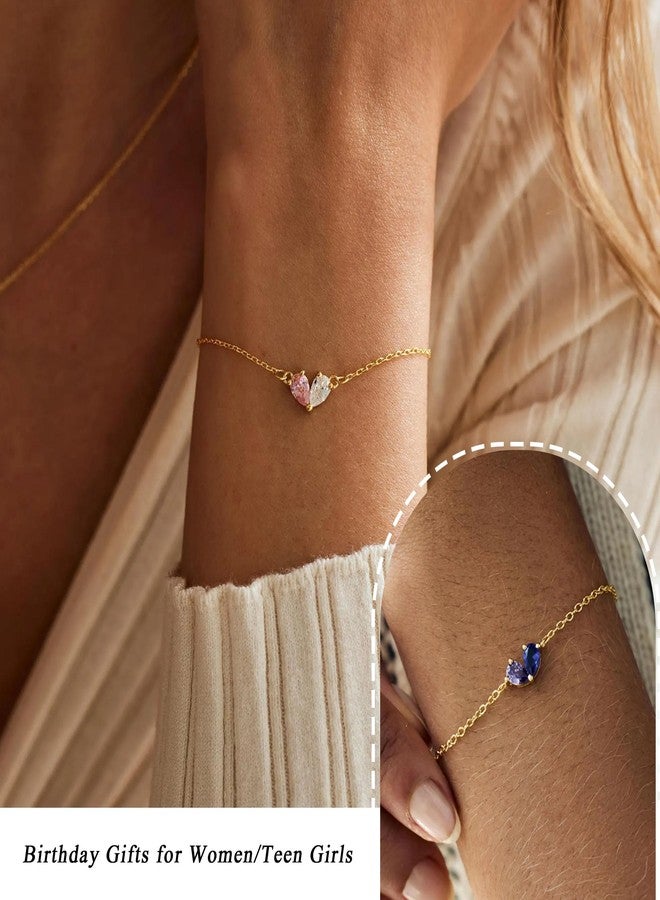 Btysun Birthstone Bracelets for Women, Best Friend Christmas Gift Dainty 40th Birthday Gifts for Women14K Gold Plated October Birthstone Bracelet Tourmaline Jewelry - Image 2
