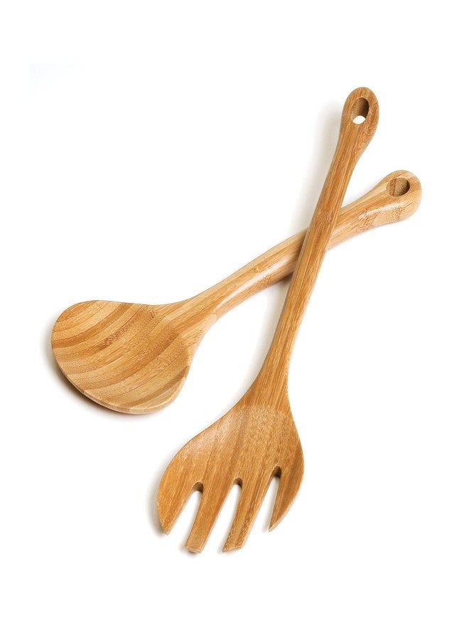 ليبر أنترناشونال ملاعق تقديم سلطة معلقة من خشب البامبو من ليبر إنترناشونال، طولها 12 بوصة، زوج واحد - Image 1