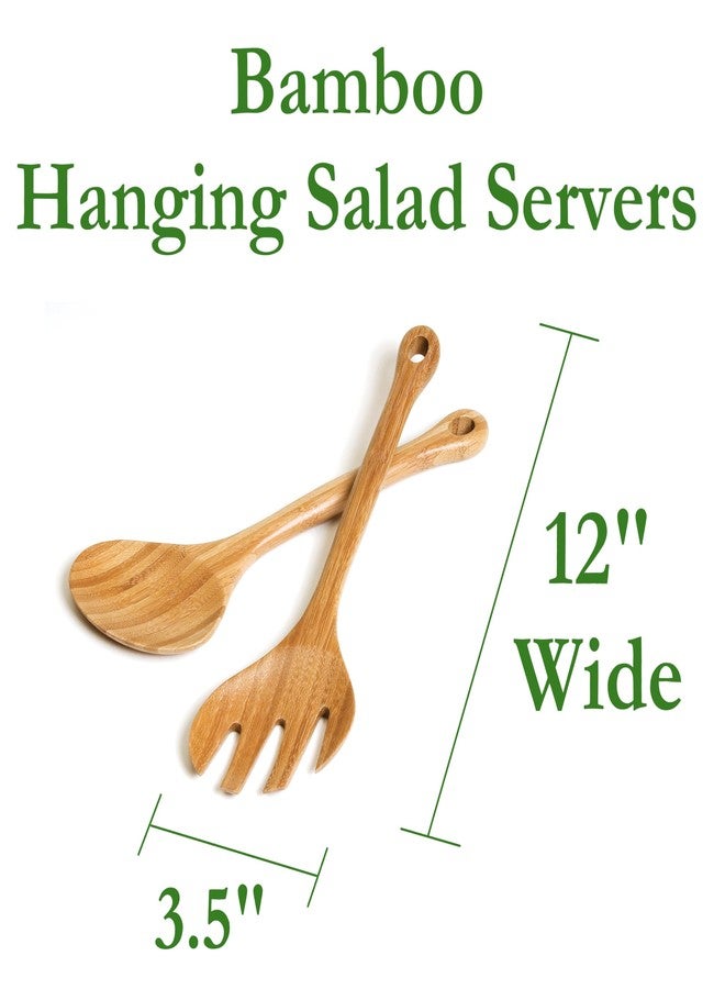 ليبر أنترناشونال ملاعق تقديم سلطة معلقة من خشب البامبو من ليبر إنترناشونال، طولها 12 بوصة، زوج واحد - Image 2
