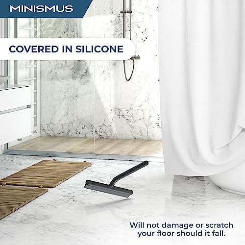 Minismus Shower Squeegee with Hook - Silicone Window Wiper - Shower Squeegee for Glass Doors - Glass Squeegee Bathroom Shower - Window Squeege (8.25 Inches, Black) - Image 3