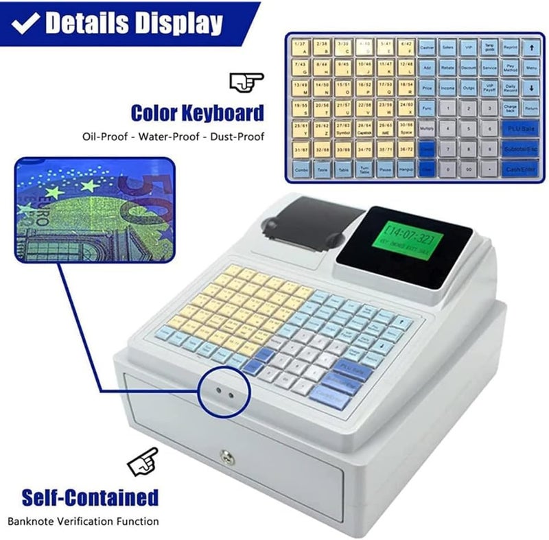 FURLOU Commercial Smart Tills, All in One Casher Register with Built-in Receipt Printer Point of Sale System, Milk Tea Shop Catering Restaurant Cash Register Equipment - Image 5