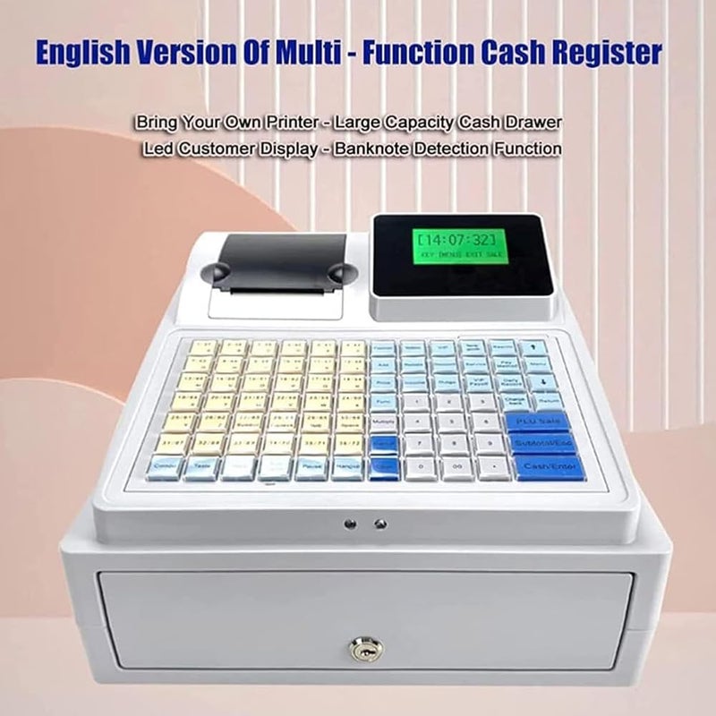 FURLOU Commercial Smart Tills, All in One Casher Register with Built-in Receipt Printer Point of Sale System, Milk Tea Shop Catering Restaurant Cash Register Equipment - Image 2