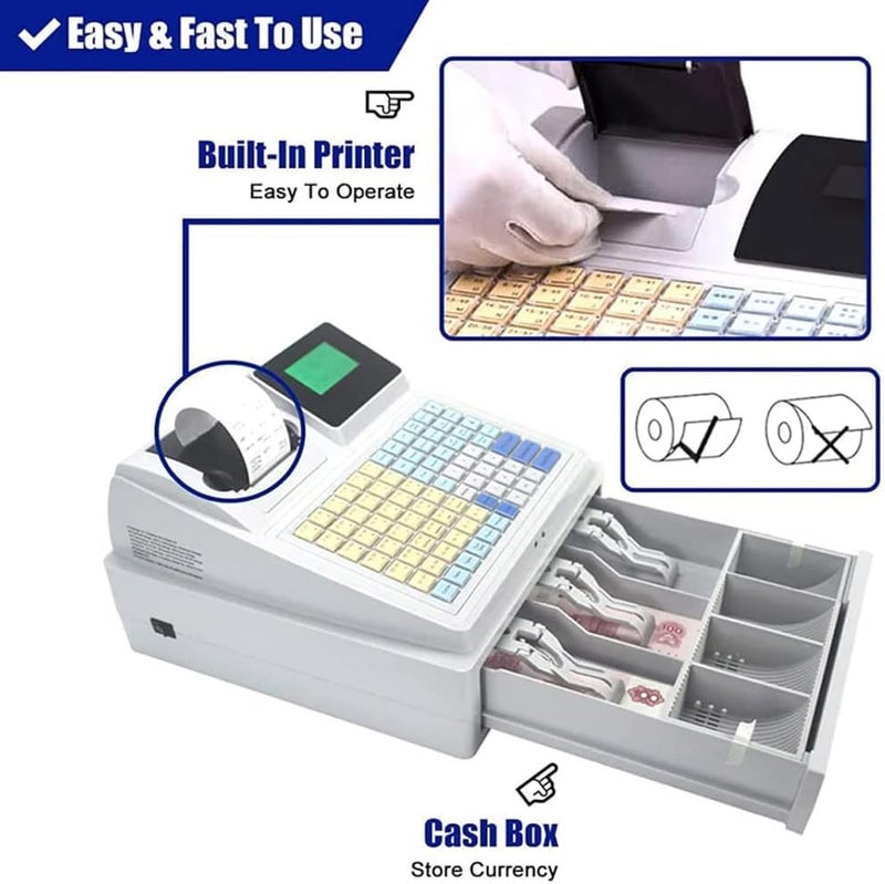 FURLOU Commercial Smart Tills, All in One Casher Register with Built-in Receipt Printer Point of Sale System, Milk Tea Shop Catering Restaurant Cash Register Equipment - Image 4