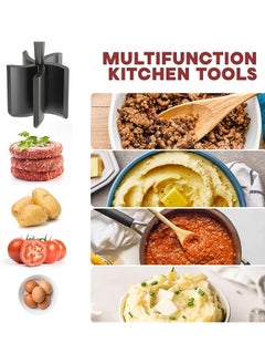 Arabest Meat Chopper, Potato Masher, Multifunctional Heat Resistant Masher and Smasher for Hamburger Meat, Ground Beef, Turkey and More, Ground Meat Chopper Utensil, Non Stick Cookware  - Image 3