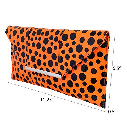 JNB Polka Dot Patent Envelope Clutch, Orange - Image 3