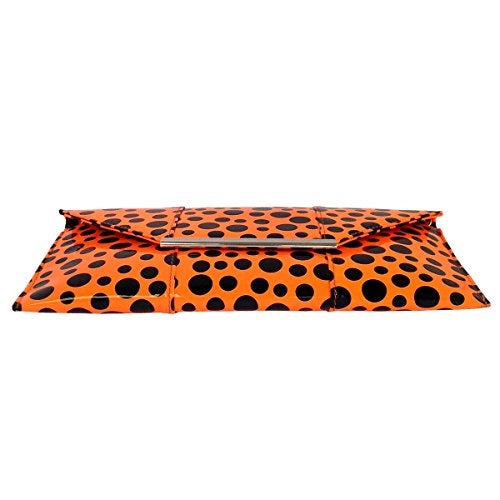 JNB Polka Dot Patent Envelope Clutch, Orange - Image 4