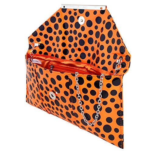 JNB Polka Dot Patent Envelope Clutch, Orange - Image 5