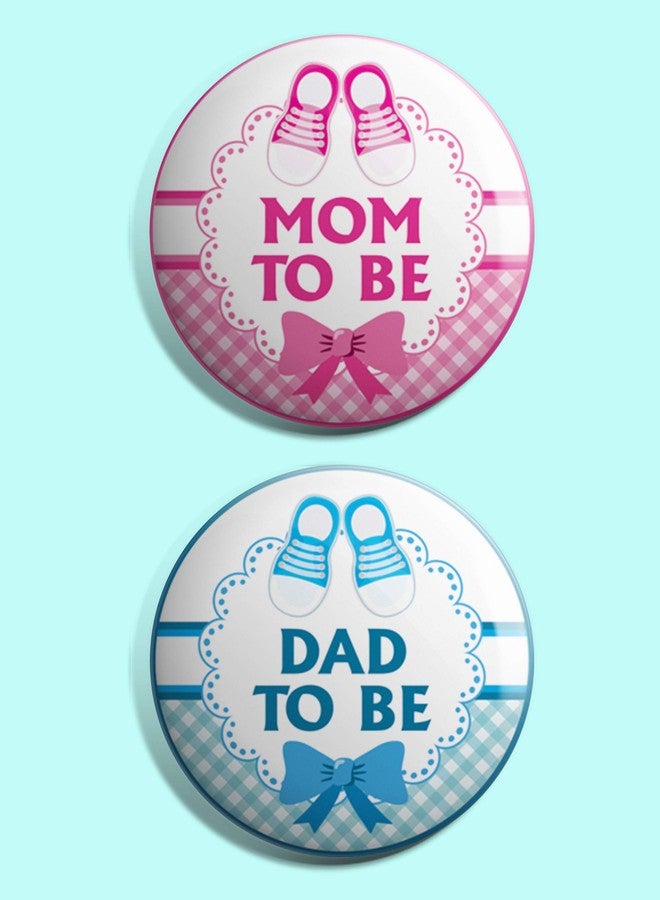 Yey Collection Mom to-be & Dad to-be Pin Badges (Pack of 2 Badges, Round Pin Badges, 58mm) - Image 2