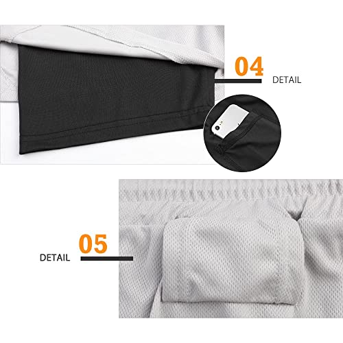 Surenow Men's Running Shorts Quick Dry Workout Gym Shorts Athletic 2-in-1 Stealth Shorts Outdoor Short for Men with Pockets Light Grey - Image 5