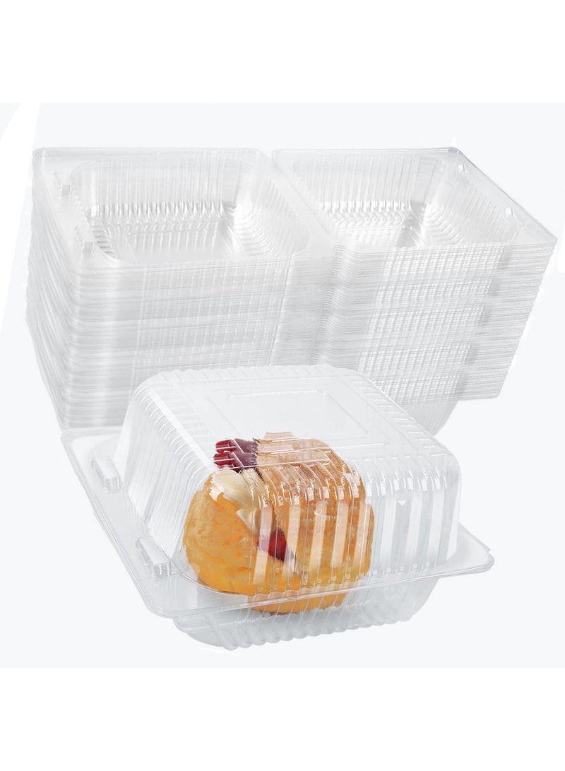 Sweet seven Plastic Takeout Containers - 100 Pcs, Clear Disposable Clamshell Dessert Container with Lid, 5x4.7x2.8 in, Ideal for Salads, Pasta, and Sandwiches - Image 1