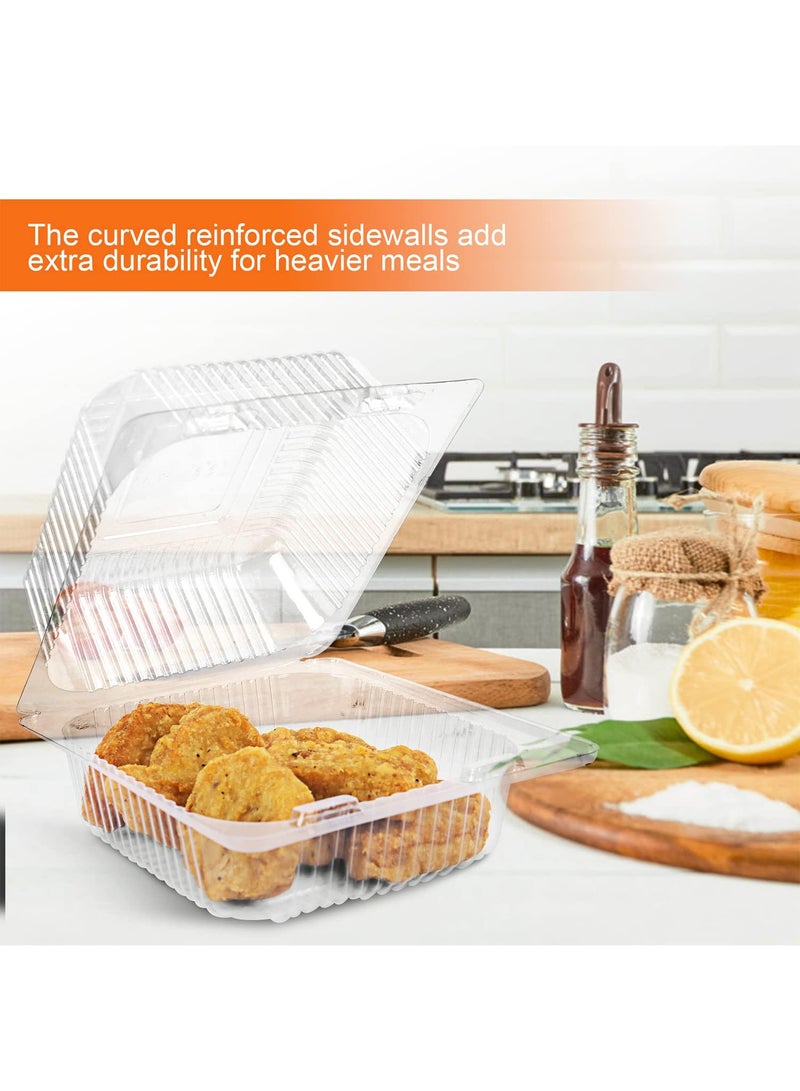 Sweet seven Plastic Takeout Containers - 100 Pcs, Clear Disposable Clamshell Dessert Container with Lid, 5x4.7x2.8 in, Ideal for Salads, Pasta, and Sandwiches - Image 2