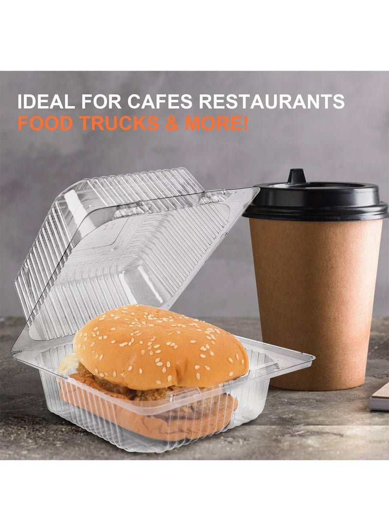 Sweet seven Plastic Takeout Containers - 100 Pcs, Clear Disposable Clamshell Dessert Container with Lid, 5x4.7x2.8 in, Ideal for Salads, Pasta, and Sandwiches - Image 3