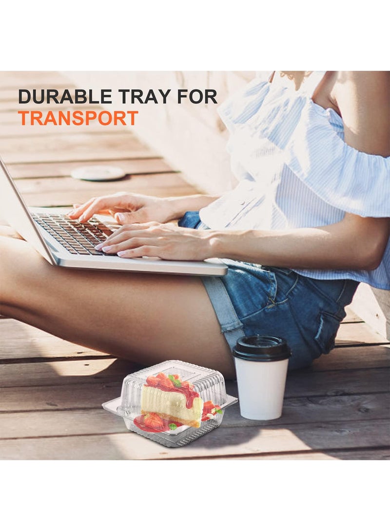 Sweet seven Plastic Takeout Containers - 100 Pcs, Clear Disposable Clamshell Dessert Container with Lid, 5x4.7x2.8 in, Ideal for Salads, Pasta, and Sandwiches - Image 5