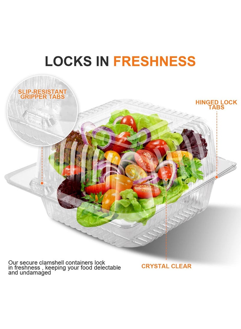 Sweet seven Plastic Takeout Containers - 100 Pcs, Clear Disposable Clamshell Dessert Container with Lid, 5x4.7x2.8 in, Ideal for Salads, Pasta, and Sandwiches - Image 4