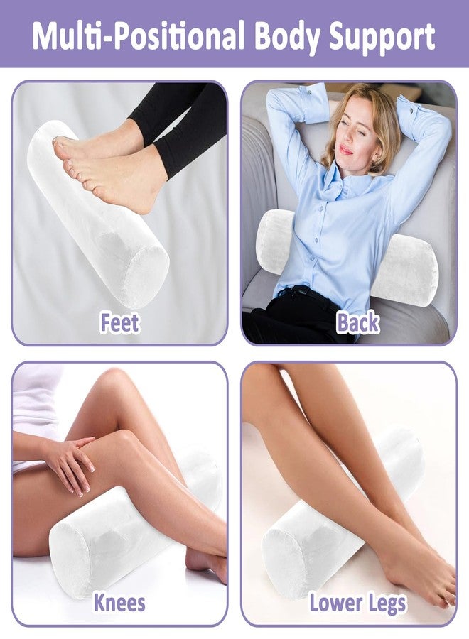 Prasacco 2 Pcs Neck Roll Pillow Cover with Zipper, Round Neck Pillow Case Soft Neck Roll Pillow Cover Pillowcases Round Cervical Pillow Case for Cylindrical Pillow Cushion (White, 16 x 6 Inch) - Image 4