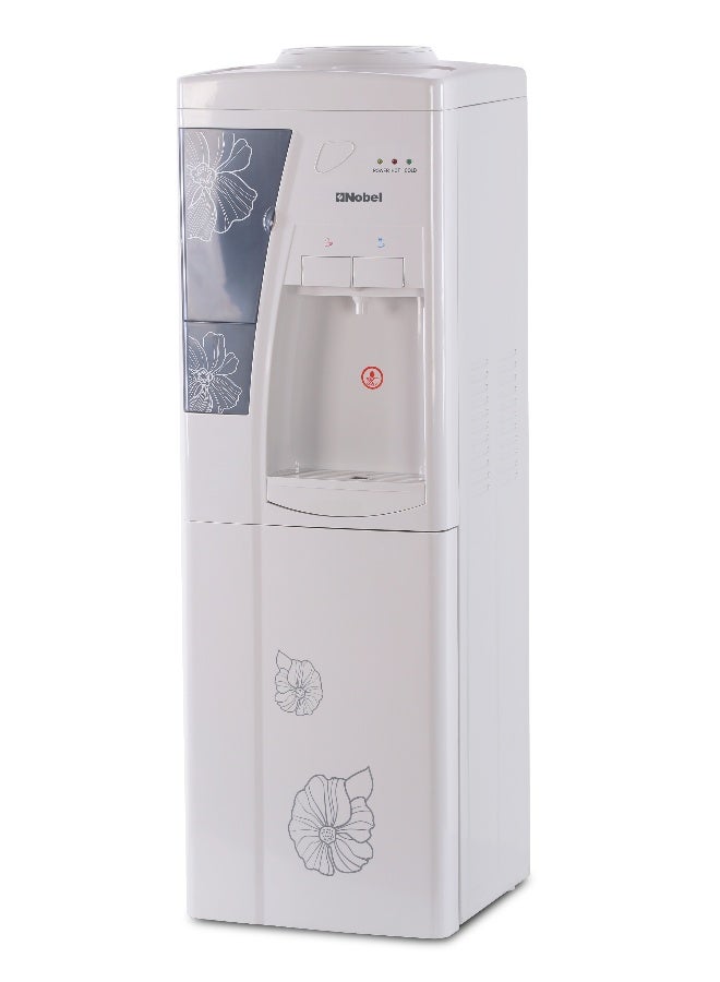 Nobel Freestanding Top-Loading 550W Water Dispenser Hot & Cold, 5L Hot/2L Cold Per Hour, Storage Cabinet, Compressor Cooling, Heating - (1 Year Warranty) NWD1609 white - Image 1