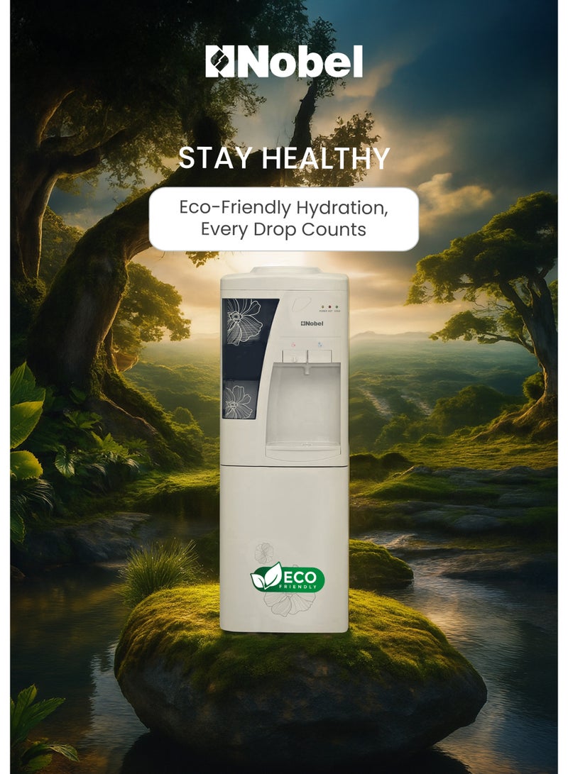 Nobel Freestanding Top-Loading 550W Water Dispenser Hot & Cold, 5L Hot/2L Cold Per Hour, Storage Cabinet, Compressor Cooling, Heating - (1 Year Warranty) NWD1609 white - Image 5