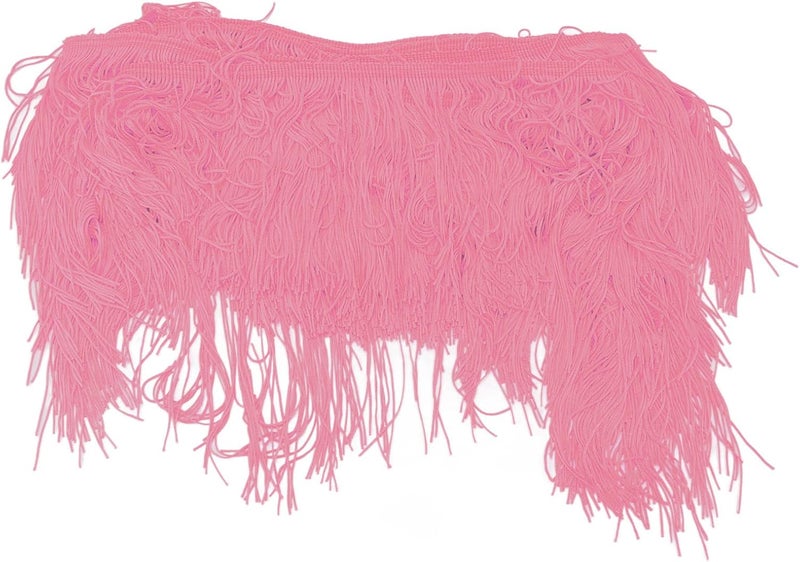 Long Fringed Tassel Table Skirt, Brightly Colored Soft Polyester Table Cloths with Hand - Cut Tassels for Party Decoration, DIY Craft and Home Festive Use (Pink) - Image 3