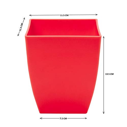 garbnoire Gardening Flower Pots - 5.5 Inch Plastic Flower Pots | Modern Decorative Indoor Outdoor Pots - (RED, 5) - Image 4