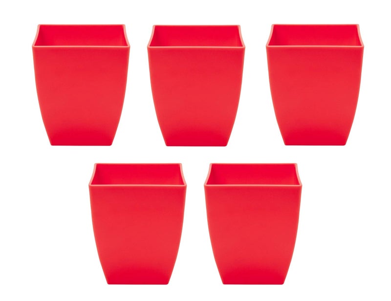 garbnoire Gardening Flower Pots - 5.5 Inch Plastic Flower Pots | Modern Decorative Indoor Outdoor Pots - (RED, 5) - Image 3