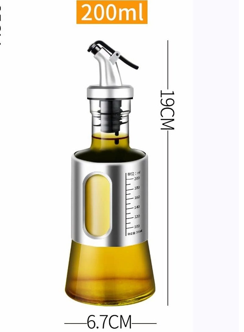 ساكن عبوتان من زجاجة موزع زيت الزيتون، وعاء زيت من الفولاذ المقاوم للصدأ للمطبخ، بفتح وإغلاق تلقائي، وزجاجة توابل للشواء مانعة للتسرب (200 مل) - Image 2