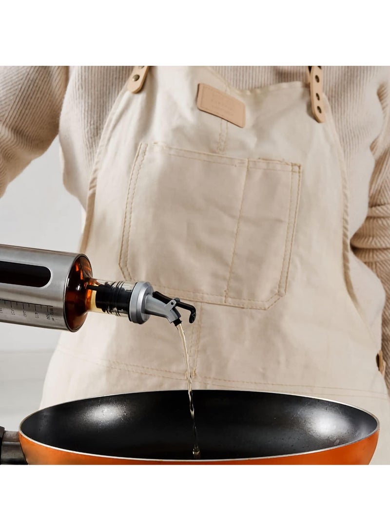 ساكن عبوتان من زجاجة موزع زيت الزيتون، وعاء زيت من الفولاذ المقاوم للصدأ للمطبخ، بفتح وإغلاق تلقائي، وزجاجة توابل للشواء مانعة للتسرب (200 مل) - Image 4