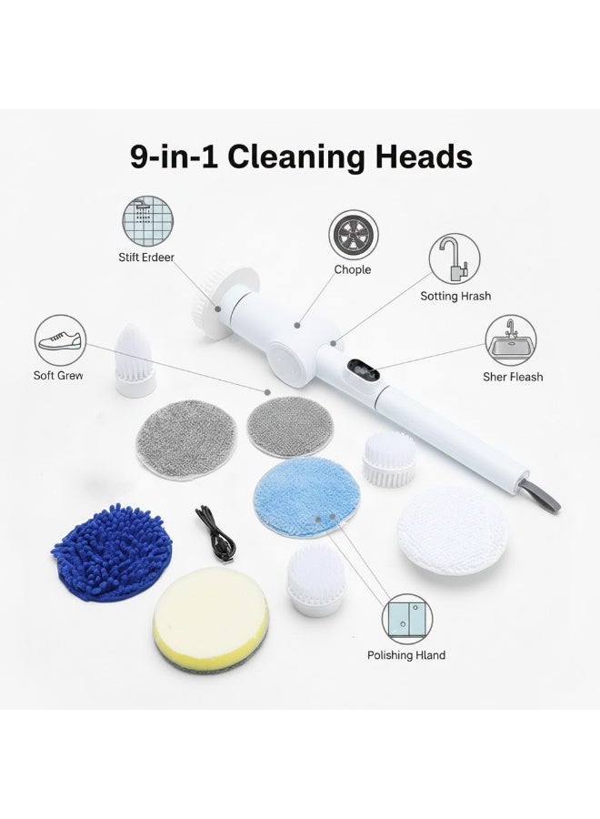 DSP Rechargeable 9-in-1 Rotating Electric Cleaning Brush – 3 Speeds – 48-120cm Telescopic Arm – LED Display – IPX6 Waterproof – 12-Month Warranty - Image 3