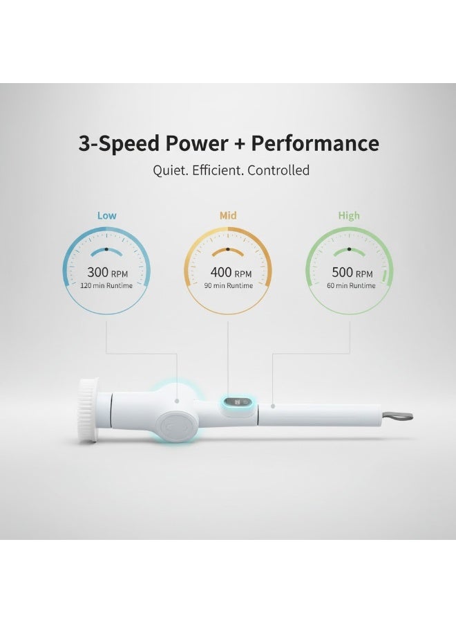 DSP Rechargeable 9-in-1 Rotating Electric Cleaning Brush – 3 Speeds – 48-120cm Telescopic Arm – LED Display – IPX6 Waterproof – 12-Month Warranty - Image 4