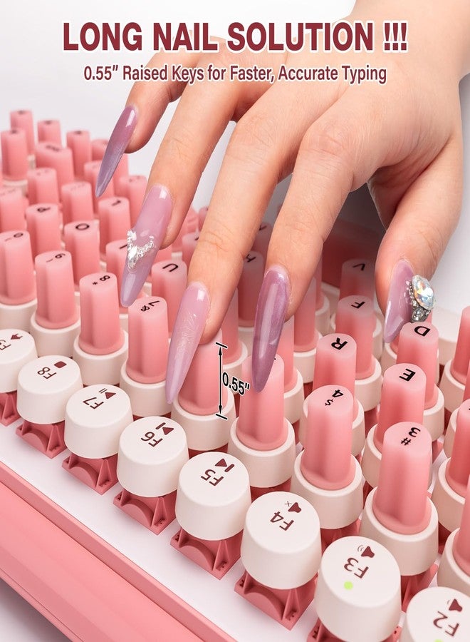 Udefineit 70PCS Raised Keyboard Stickers for Long Nails, Universal Nail Art Keyboard Bubbles, Self-Adhesive Keyboards for Long Nails, Comfortble Silicone Typing Keycaps for Office Girls Gaming - Pink - Image 4