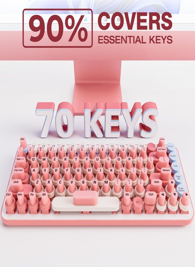 Udefineit 70PCS Raised Keyboard Stickers for Long Nails, Universal Nail Art Keyboard Bubbles, Self-Adhesive Keyboards for Long Nails, Comfortble Silicone Typing Keycaps for Office Girls Gaming - Pink - Image 5