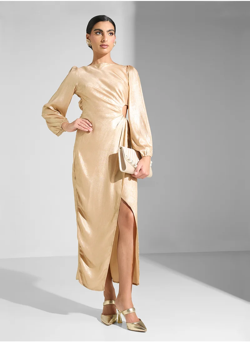 Golden Apple Long Sleeves With Slit Dress