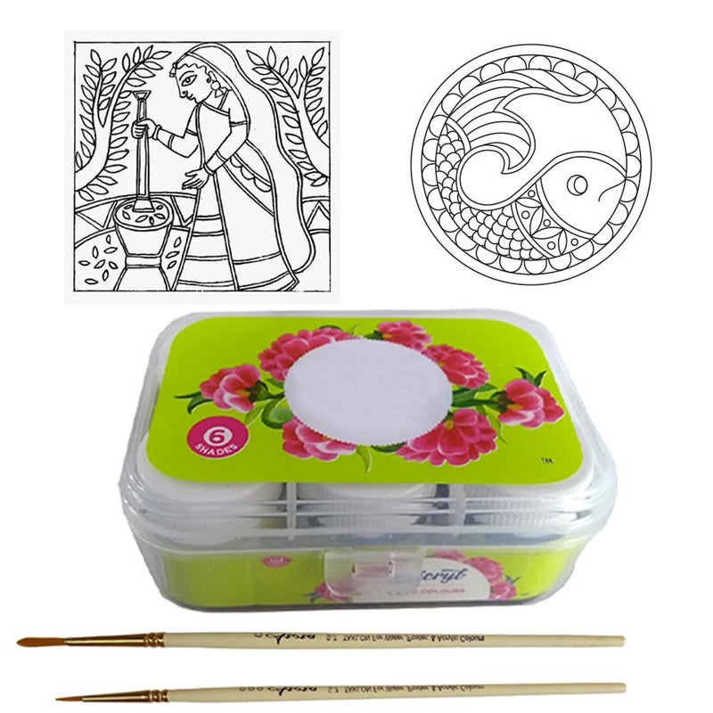 Penkraft Madhubani Art on Canvas DIY Kit Free Video Tutorial - Image 4
