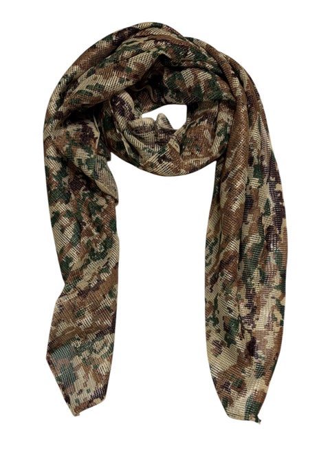 Plaid Army/Check/Carreau/Stripe Pattern Light Airy Scarf/Shawl/Wrap/Keffiyeh/Headscarf/Blanket For Men & Women - One Size 130x130cm - Light Camel / Copper / Dark Green