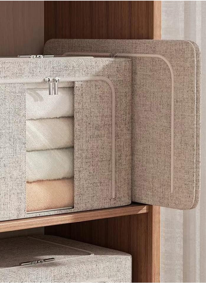 Arabest - 2-Pack Clothes Organizer, Foldable Metal Frame Clothes Storage Bins with Dual Viewing Windows, Large Capacity Cloth Container with Reinforced Handles, (66 Liters) ​ - Image 1