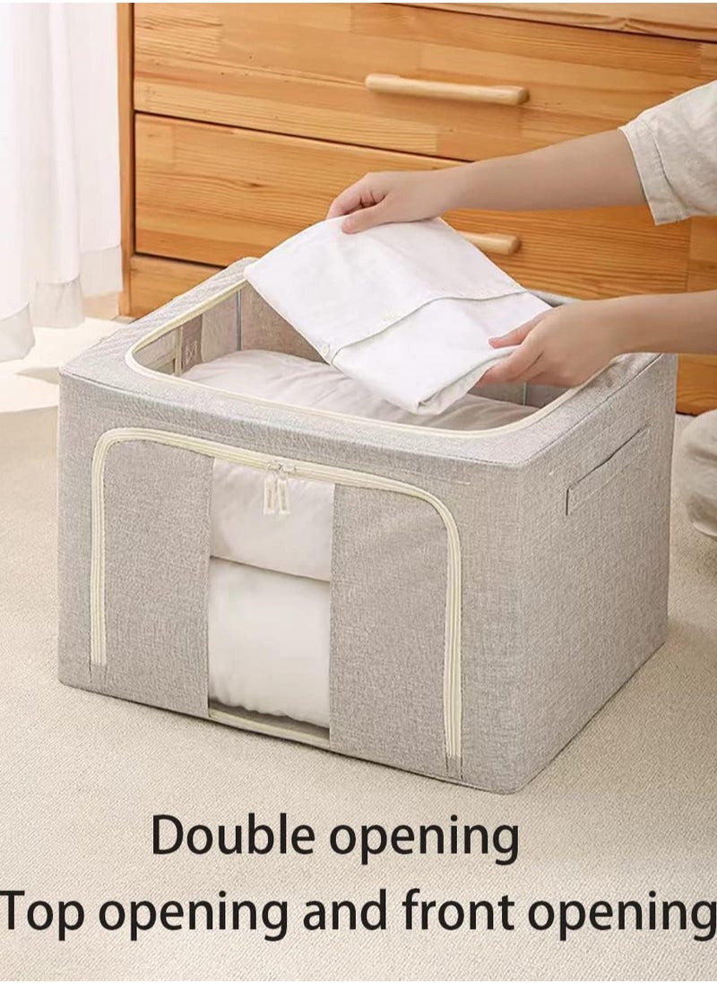 Arabest - 2-Pack Clothes Organizer, Foldable Metal Frame Clothes Storage Bins with Dual Viewing Windows, Large Capacity Cloth Container with Reinforced Handles, (66 Liters) ​ - Image 1