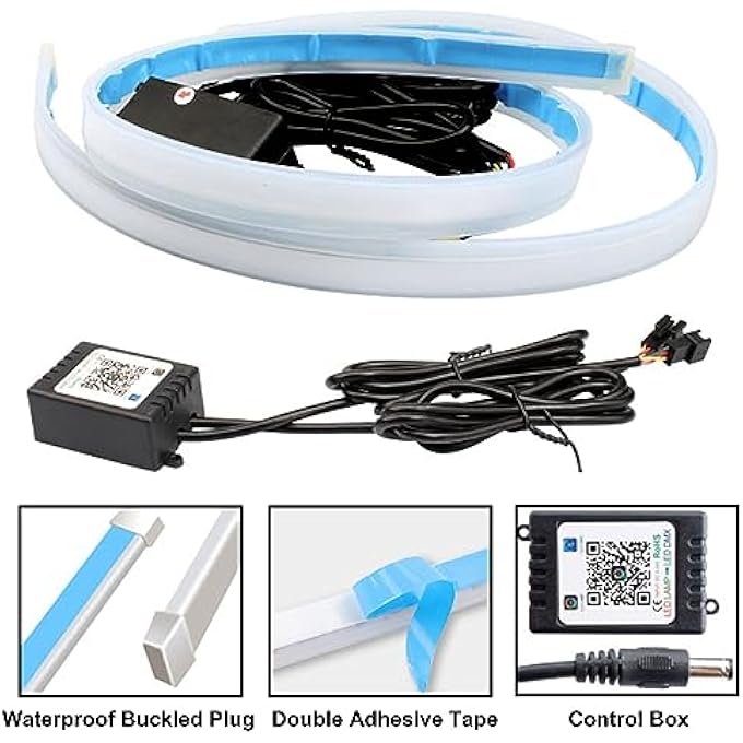 LEDCARE Car Headlight Led Strips 24 Inch Exterior Car Led Strip Lights With Dreamcolor Chasing Flexible Waterproof Led Daytime Running Light Strip Wireless App Controlled Drl 2Pack - Image 4