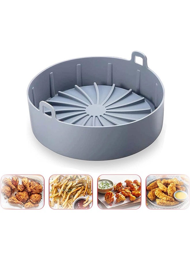 JCB CHIC وعاء سيليكون لا يقدر بثمن - ملحقات فرن مقلاة هوائية آمنة للطعام - فرن مقلاة هوائية سهل التنظيف - لا مزيد من التنظيف الشاق - سلة مقلاة هوائية قابلة لإعادة الاستخدام وآمنة للطعام، رمادية (16 سم) - Image 1